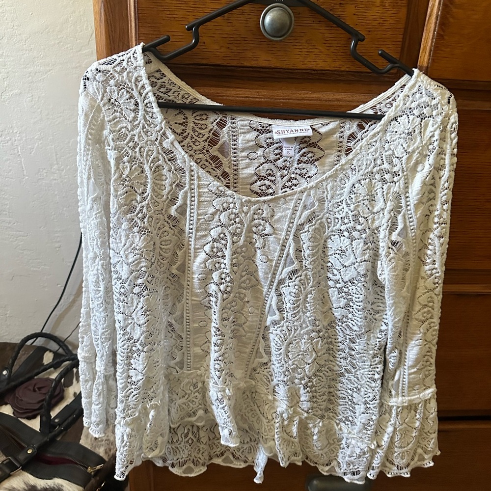 Shyanne White Ruffled Lace Blouse